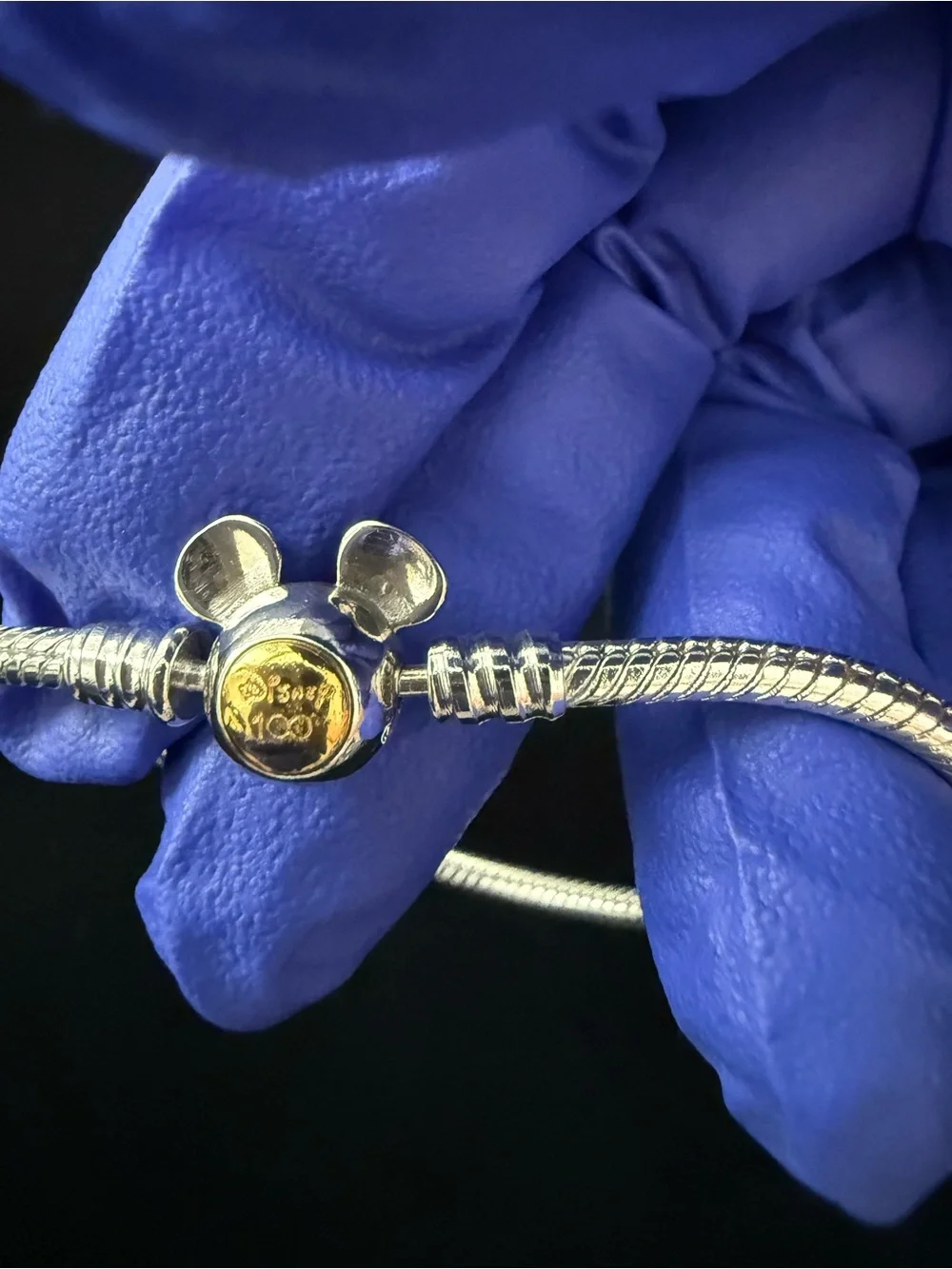Pandora Disney Mickey Minnie Charm Bracelet Hearts Safety Chain 6.25”